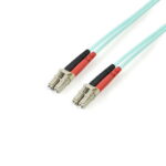 3m (10ft) LC/UPC to LC/UPC OM4 Multimode Fiber Optic Cable, 50/125µm LOMMF/VCSEL Zipcord Fiber, 100G Networks, Low Insertion Loss, LSZH Fiber Patch Cord