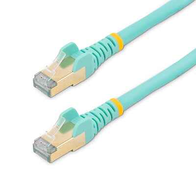 12ft CAT6a Ethernet Cable - 10 Gigabit Shielded Snagless RJ45 100W PoE Patch Cord - 10GbE STP Network Cable w/Strain Relief - Aqua Fluke Tested/Wiring is UL Certified/TIA