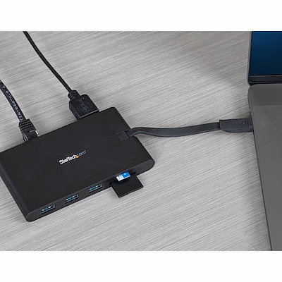 USB C Multiport Adapter - USB Type-C Mini Dock with HDMI 4K or VGA 1080p Video - 100W Power Delivery Passthrough, 3-port USB 3.0 Hub, GbE, SD & MicroSD - Laptop Travel Dock - Image 6