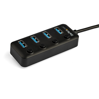 4 Port USB C Hub - USB-C to 4x USB 3.0 Type-A Ports with Individual On/Off Port Switches - SuperSpeed USB 3.2 Gen 1 (5Gbps) - USB Bus Powered - Portable - 10" Attached Cable - Image 2