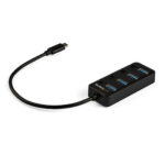 4 Port USB C Hub - USB-C to 4x USB 3.0 Type-A Ports with Individual On/Off Port Switches - SuperSpeed USB 3.2 Gen 1 (5Gbps) - USB Bus Powered - Portable - 10" Attached Cable