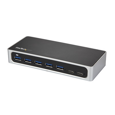 7 Port USB C Hub with Fast Charge Port - USB-C to 5x USB-A 2x USB-C (USB 3.0 SuperSpeed 5Gbps) - Self Powered USB 3.2 Gen 1 Type-C Hub w/ Power Adapter - Desktop/Laptop Hub