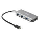 3 Port 10Gbps USB C Hub with SD Card Reader - 3x USB-A & 1x SD Slot - Portable USB 3.2 Gen 2 Type C Adapter Hub - Laptop Hub - USB Bus Powered - Thunderbolt 3 Compatible