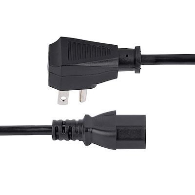 10ft (3m) Computer Power Cord, Flat NEMA 5-15P to C13, 10A 125V, 18AWG, Black Replacement AC Power Cord, Printer Power Cord, PC Power Supply Cable, Monitor Power Cable - UL Listed - Image 3