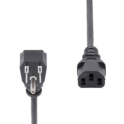 10ft (3m) Computer Power Cord, Flat NEMA 5-15P to C13, 10A 125V, 18AWG, Black Replacement AC Power Cord, Printer Power Cord, PC Power Supply Cable, Monitor Power Cable - UL Listed - Image 4