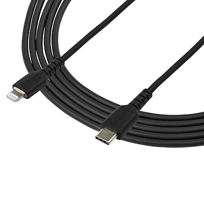 6 foot (2m) Durable Black USB-C to Lightning Cable - Heavy Duty Rugged Aramid Fiber USB Type C to Lightning Charger/Sync Power Cord - Apple MFi Certified iPad/iPhone 12 - Image 4