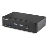 2 Port DisplayPort KVM Switch - 4K 60Hz - Single Display - Dual Port UHD DP 1.2 USB KVM Switch with Integrated USB 3.0 Hub & Audio - Dell HP Apple Lenovo - TAA Compliant