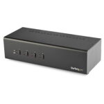 4 Port Dual Monitor DVI KVM Switch - Dual Screen Display Compact USB KVM Switch with Integrated USB 3.0 Hub & Audio - Dual View KVM - Dell HP Apple Lenovo - TAA Compliant