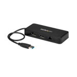 USB 3.0 Mini Dock - Dual Monitor USB-A Docking Station with DisplayPort 4K 60Hz Video & Gigabit Ethernet - 1ft (30cm) cable - Portable USB 3.1 Gen 1 Type-A Laptop Adapter