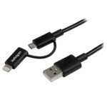 1 m (3 ft.) 2 in 1 Charging Cable - USB to Lightning or Micro-USB for iPhone / iPad / iPod / Android - Apple MFi Certified - Multi Phone Charger - USB 2.0