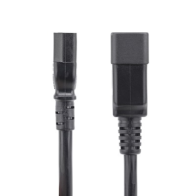 3ft (1m) Heavy Duty Extension Cord, IEC 320 C13 to IEC 320 C20 Black Extension Cord, 15A 125V, 14AWG, Heavy Gauge Power Extension Cable, IEC 320 C13 to IEC 320 C20 AC Power Cord - UL Listed - Image 2
