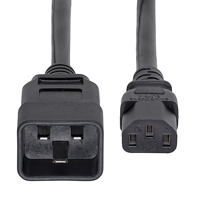 3ft (1m) Heavy Duty Extension Cord, IEC 320 C13 to IEC 320 C20 Black Extension Cord, 15A 125V, 14AWG, Heavy Gauge Power Extension Cable, IEC 320 C13 to IEC 320 C20 AC Power Cord - UL Listed - Image 4