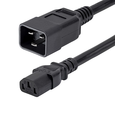 3ft (1m) Heavy Duty Extension Cord, IEC 320 C13 to IEC 320 C20 Black Extension Cord, 15A 125V, 14AWG, Heavy Gauge Power Extension Cable, IEC 320 C13 to IEC 320 C20 AC Power Cord - UL Listed