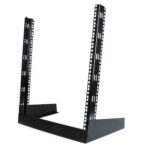 2-Post 12U Desktop Server Rack, Small Open Frame 19in Computer Rack, Compact Network Rack for AV / Studio / Data / IT Equipment - Free Standing Two-Post Home/Office Rack