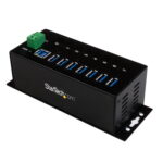 7-Port USB 3.0 Hub (5Gbps) - Metal Industrial USB-A Hub with ESD Protection & 350W Surge Protection - Din Rail, Wall or Desk Mountable - TAA Compliant USB Expander Hub