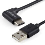 1m (3.3ft) USB-A to USB-C Charging Cable, Charge & Sync, USB A to USB C Data Cord, Right-Angled USB Type-C, M/M, Black