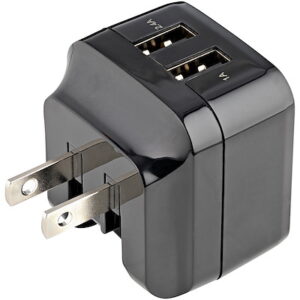 Dual-Port USB Wall Charger - International Travel - 17W/3.4A - Black