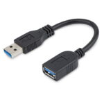 USB 3.0 (5Gbps) A-to-A Extension Cable - M/F - 6 in, Black