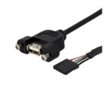 3 ft Panel Mount USB Cable - USB A to Motherboard Header Cable F/F