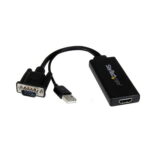VGA to HDMI Adapter with USB Audio & Power – Portable VGA to HDMI Converter – 1080p